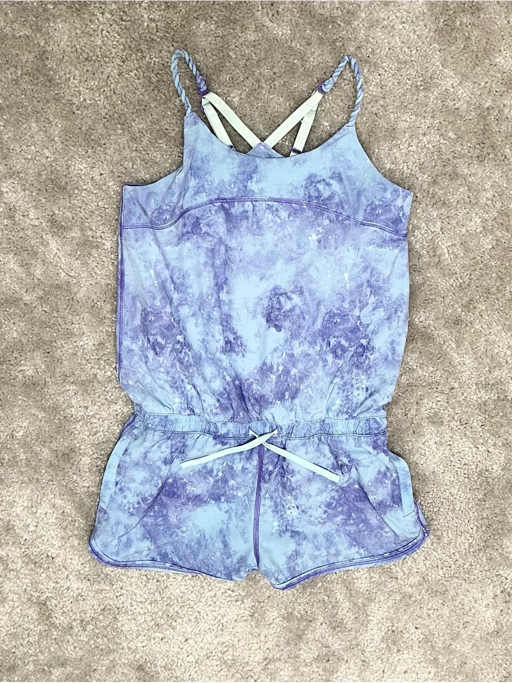 Lululemon Girls' Ivivva Lavender and Blue Tie-Dye Romper Size 6 Athleisure Kids